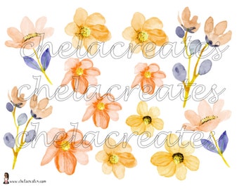 Pastel Flowers Printable  Stickers