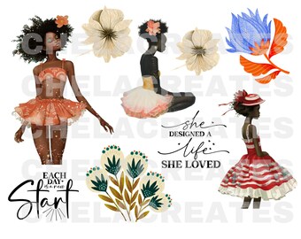 Abstract Summer Girls Kit 7  Page PDF includes PNG