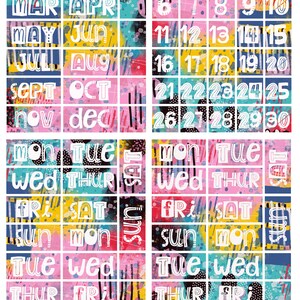 Collage numbers, Days, Months for Journal and planners