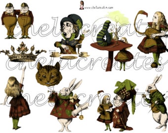 Vintage Alice In Wonderland Printable Collage Kit