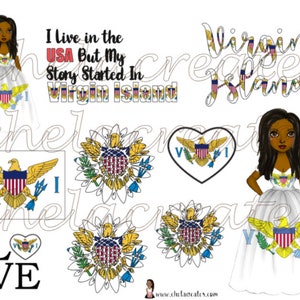 Ragazza del Virgin Island Pride...Adesivo collage stampabile