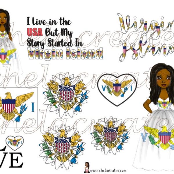 Virgin Island Pride Girl ...Printable Collage Sticker