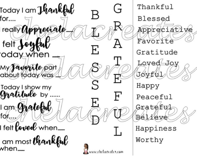 Grateful Journal Prompts and words