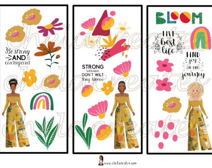 Girl Bloom Mini Abstract Sticker Sheets
