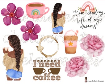 I need more coffee...Printable, Collage sheet, Sticker sheet