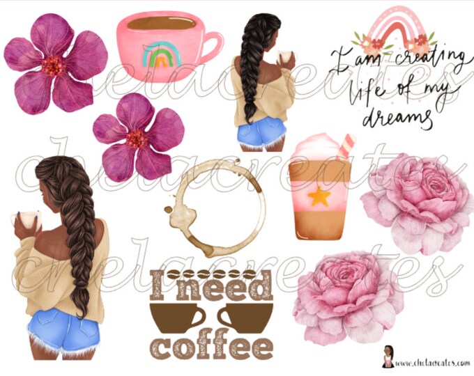 I need more coffee...Printable, Collage sheet, Sticker sheet
