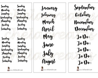 Month and days header ..great for Hobonichi weeks and planner pages