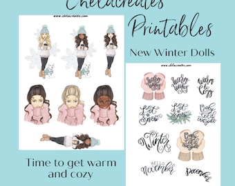 Warm and Cozy Dolls...PRINTABLE 2 Pages