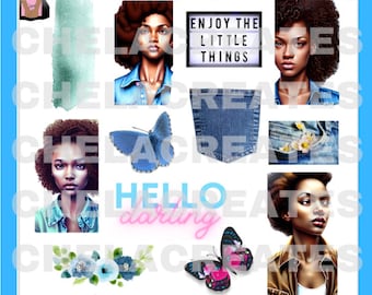 Denim Girls Collage GoodNotes Sticker Sheet