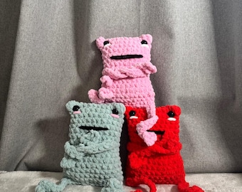 Rana de peluche con piernas largas a crochet / Amigurumi kawaii hecho a mano