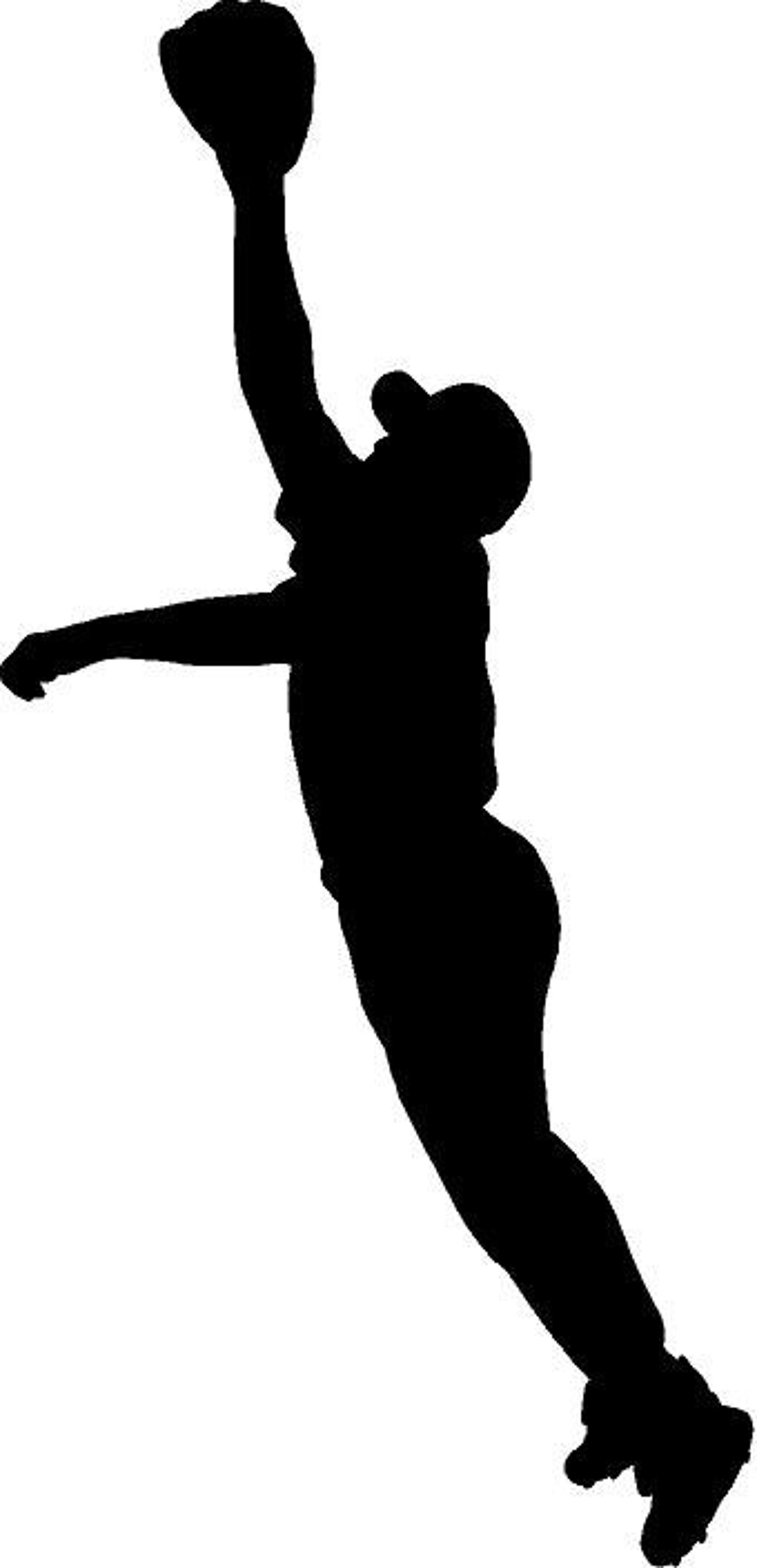 Baseball Outfielder Catch Silhouette die cut Vinyl decal Etsy