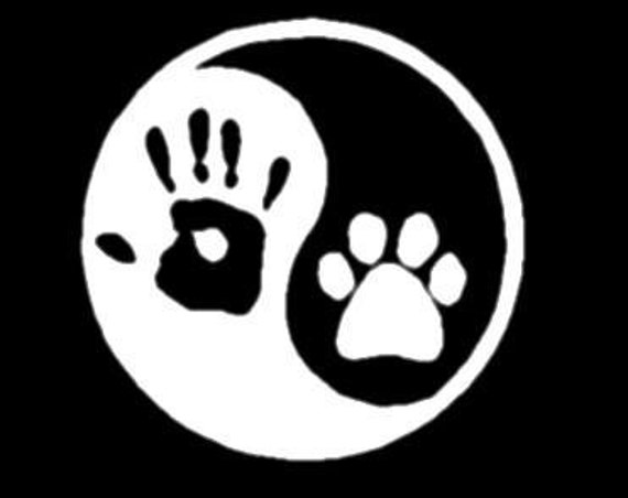 straf tortur Tøm skraldespanden Dog paw human hand print yin yang die cut Vinyl decal sticker | Etsy