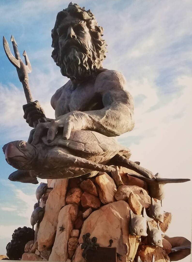 Print of King Neptune Statue on Aluminum Etsy
