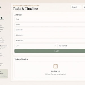 Home Renovation Planner App | Digital Remodel Planner | Budget, Expenses, Rooms, Tasks, Before & After, Materials Tracker image 6