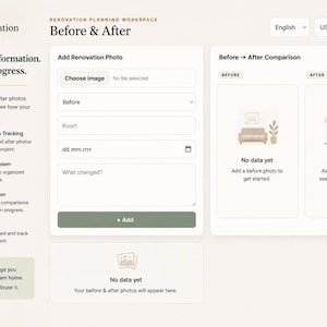 Home Renovation Planner App | Digital Remodel Planner | Budget, Expenses, Rooms, Tasks, Before & After, Materials Tracker image 5