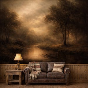 dark moody forest wallpaper mural