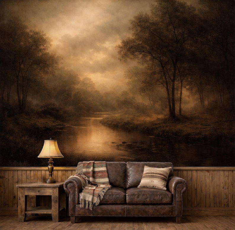 dark moody forest wallpaper mural