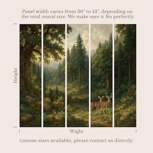 Dark Moody Wallpaper Landscape Mural, Moody Forest Wallpaper, Vintage Forest Mural Wallpaper for Modern Room Decor Dark Accent Wall image 5