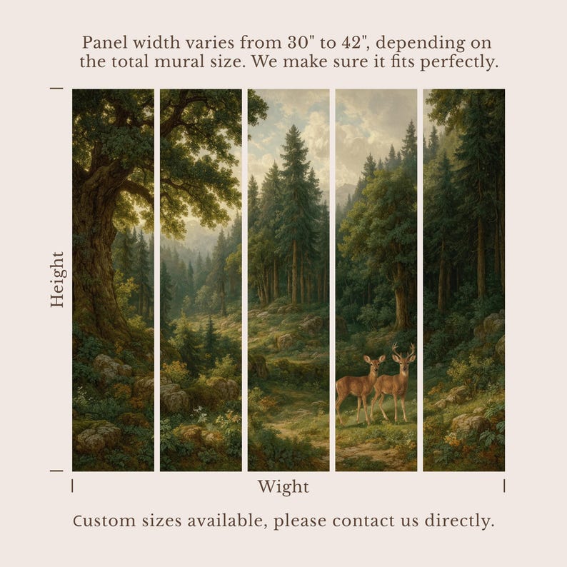 Dark Moody Wallpaper Landscape Mural, Moody Forest Wallpaper, Vintage Forest Mural Wallpaper for Modern Room Decor Dark Accent Wall image 5