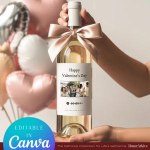 Alla hjärtans dag Spotify Code vinetikett | Anpassad fotomall (nedladdning direkt)