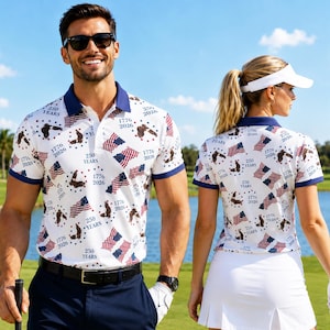 America 250th Anniversary 1776-2026 Polo Shirt - Patriotic Bald Eagle American Flag Repeating Pattern Independence Day Golf Polo Shirt