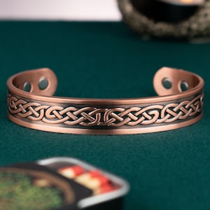 Irish Bracelet Men's Women's Adjustable Celtic Copper Bracelet Torque Bangle-Eternity Knot