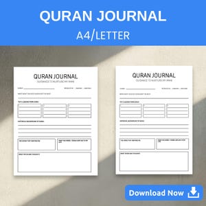 Quran Reflection Journal | Islamic Study Notes (Digital Download A4 Letter)