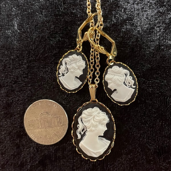 Beautiful Victorian Vintage Style Classic Black & White in Gold Fashion Cameo Jewelry...Weddings, Gifts, Conversation Pieces. Mix and Match!