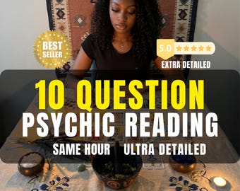 Lecture en 10 questions la même heure Lecture intuitive moyenne du tarot Tarot rapide Perspicacité astrologique Réponses rapides Lecture de télépathie Conseils de voyant