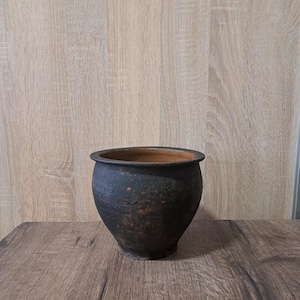 Ancient clay pot Antique clay vessel, Ceramic jug, Primitive village earthenware Handmade stand for kitchen accessories in a rustic style 25