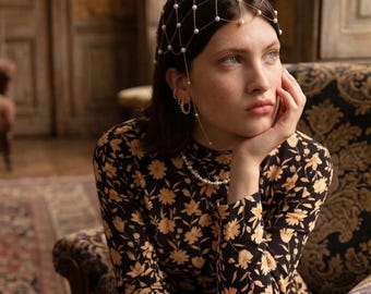 Pearl Tassel Bridal Headpiece • Romantic Wedding Hair Accessory • Gold Silver