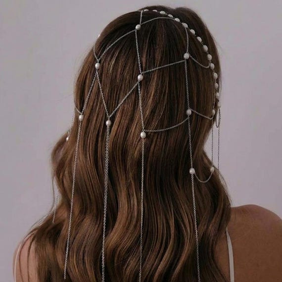 Pearl Tassel Bridal Headpiece • Romantic Wedding Hair  display picture 1