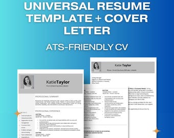 ATS Resume Template | Cover Letter, Microsoft Word (Easy-to-Edit)