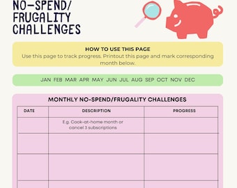 No Spend Challenge Tracker | Monthly Budget Reset (Printable PDF)