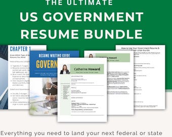 Federal Resume Template Bundle | USAJOBS, Cover Letter (Digital Download)| Green Colour Scheme