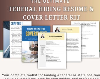 Federal Resume Template Bundle | USAJOBS CV, Cover Letter (Editable Word & PDF)| Sand Colour Scheme