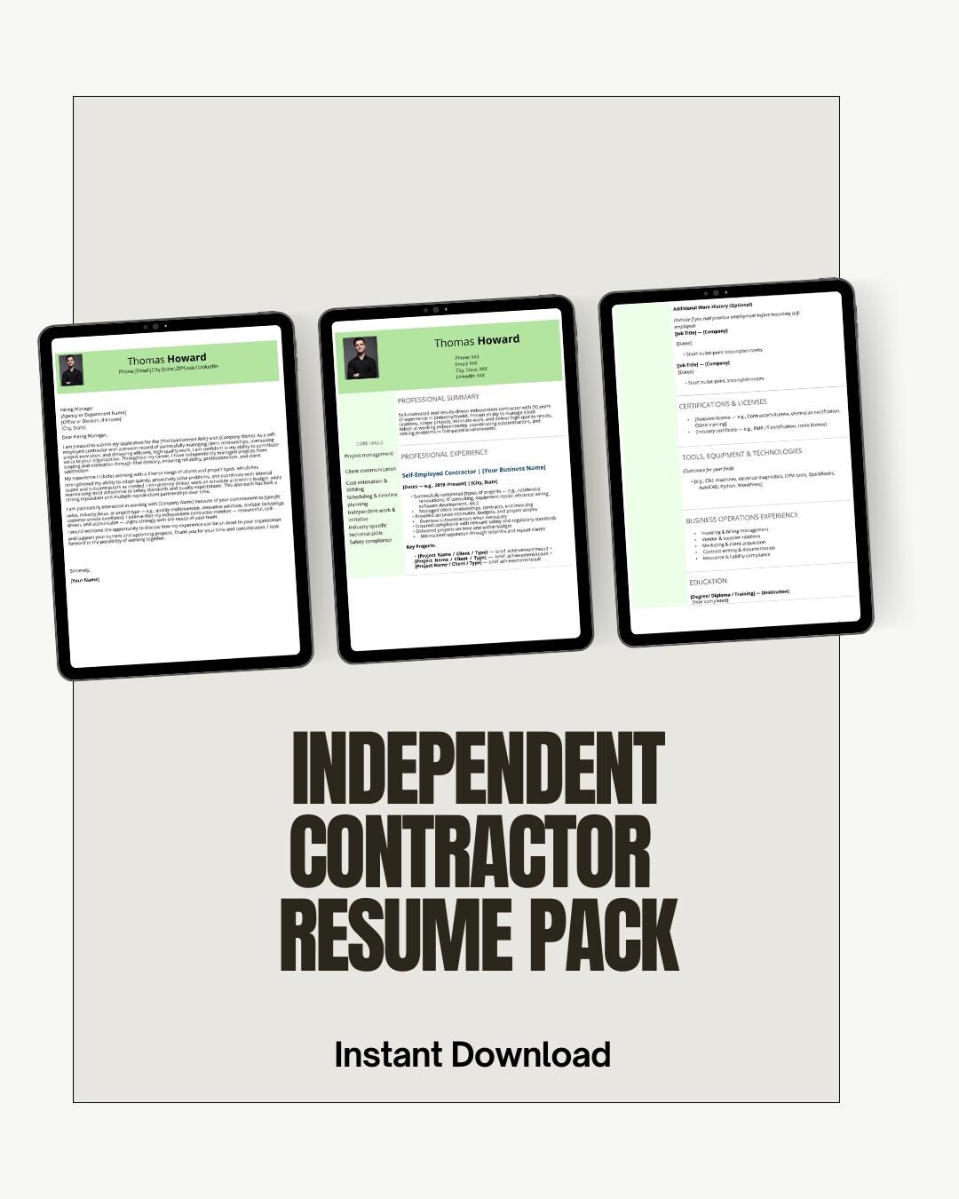 Insurance Contractor Cv Example Contractor Resume Template | Editable Cover Letter, ATS Optimized (word ...