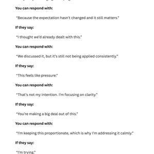 Repeat Yourself Without Escalating | Manager Conversation Scripts | Difficult Conversations Guide | Leadership Communication PDF image 4