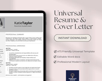 ATS Resume Template with Cover Letter | Modern Professional Design (Word)