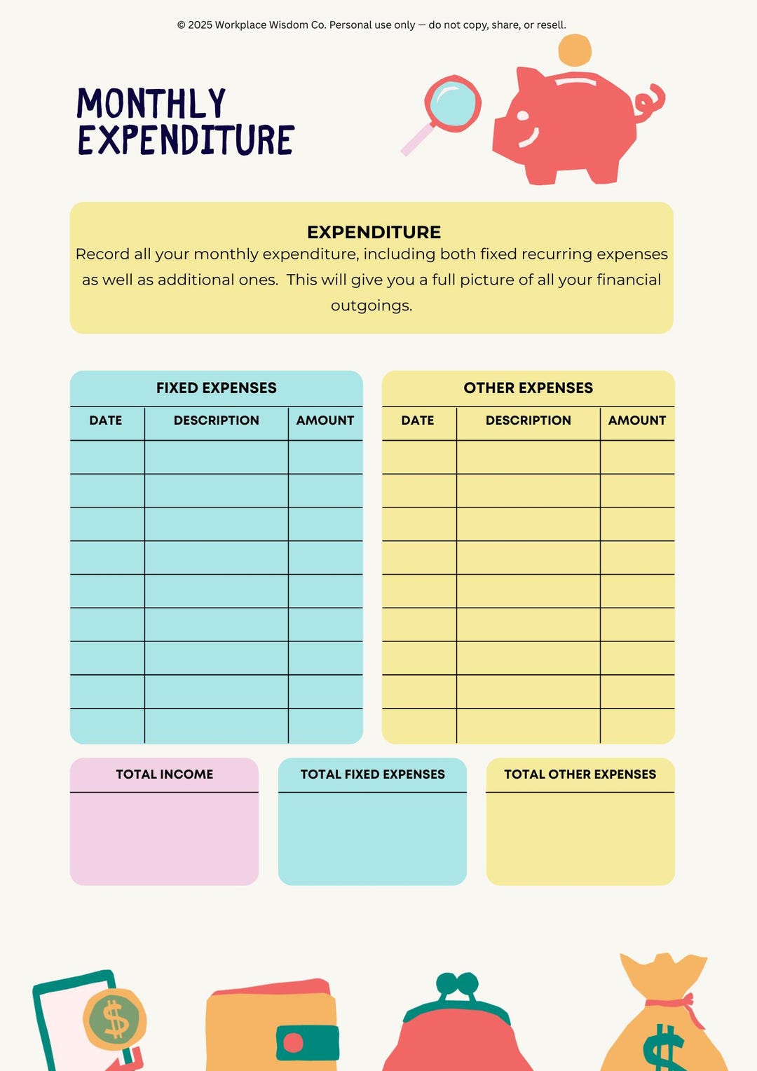 Expense Checklist Monthly Expense Tracker | Printable Budget Sheet (A4 PDF) - Etsy