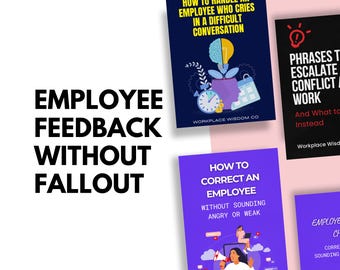 Pack de correction et de commentaires des employés | Donnez des commentaires clairs sans conflit, peur ou risque pour les RH (boîte à outils PDF du gestionnaire)