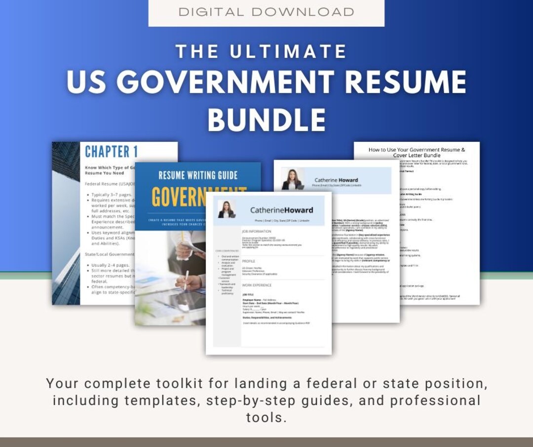 Federal Resume Template Bundle USAJOBS, Cover Letter (word + PDF