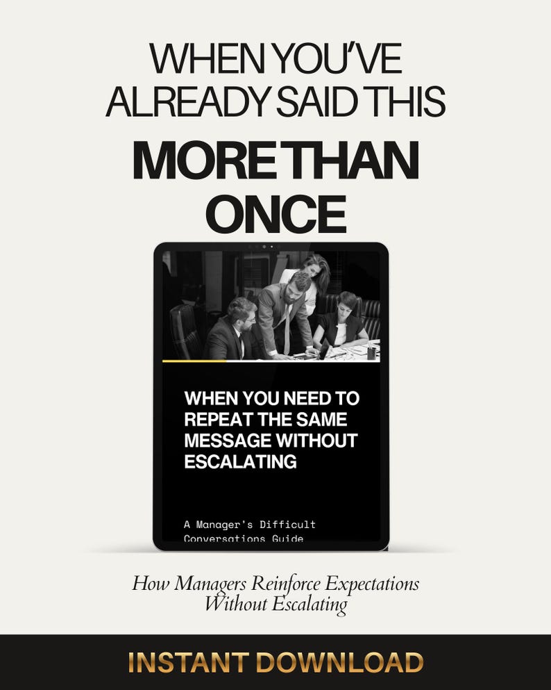 Repeat Yourself Without Escalating | Manager Conversation Scripts | Difficult Conversations Guide | Leadership Communication PDF image 1