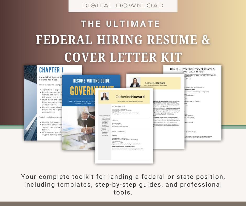 Federal Resume Template Bundle | USAJOBS CV, Cover Letter (editable ...