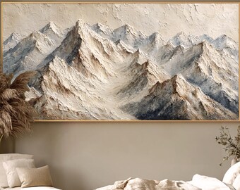 Original Mountain Oil Painting Large Lake Wall Art Abstract Landscape ...
