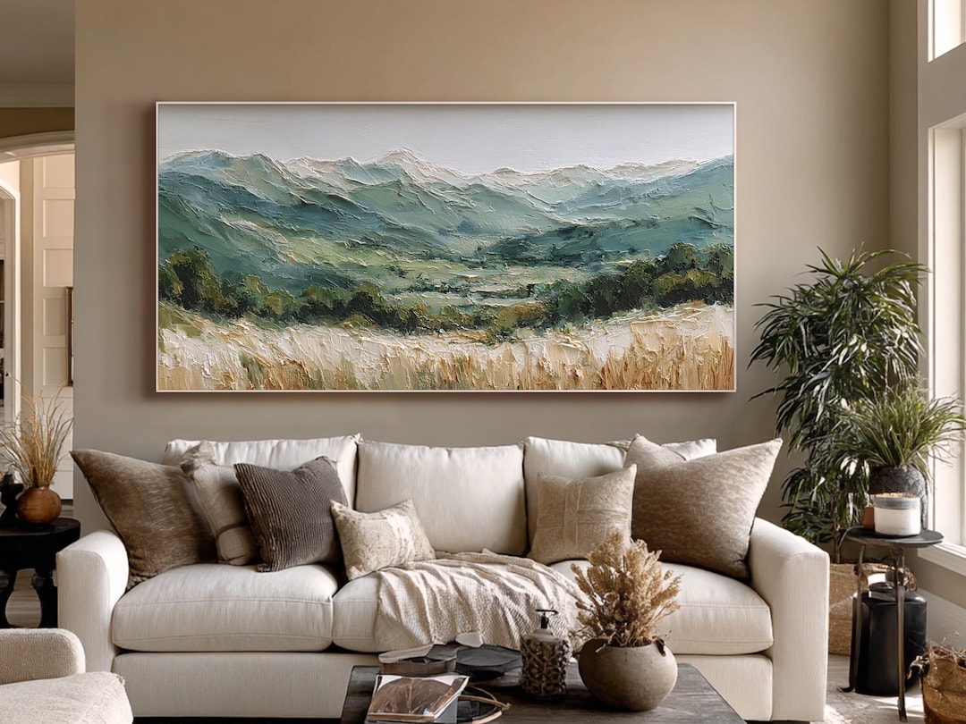 Original Landscape Oil Painting Living Room Wall Art Countryside Wall ...
