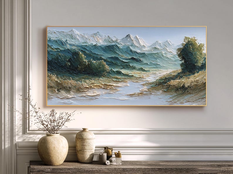 Hand Painted Landscape Oil Painting Nature Wall Art Modern Living Room ...