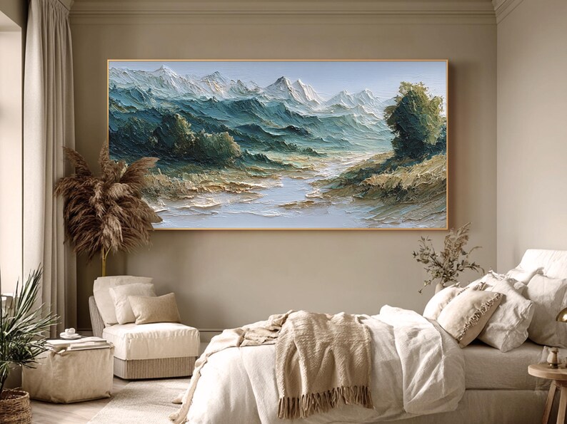 Hand Painted Landscape Oil Painting Nature Wall Art Modern Living Room ...