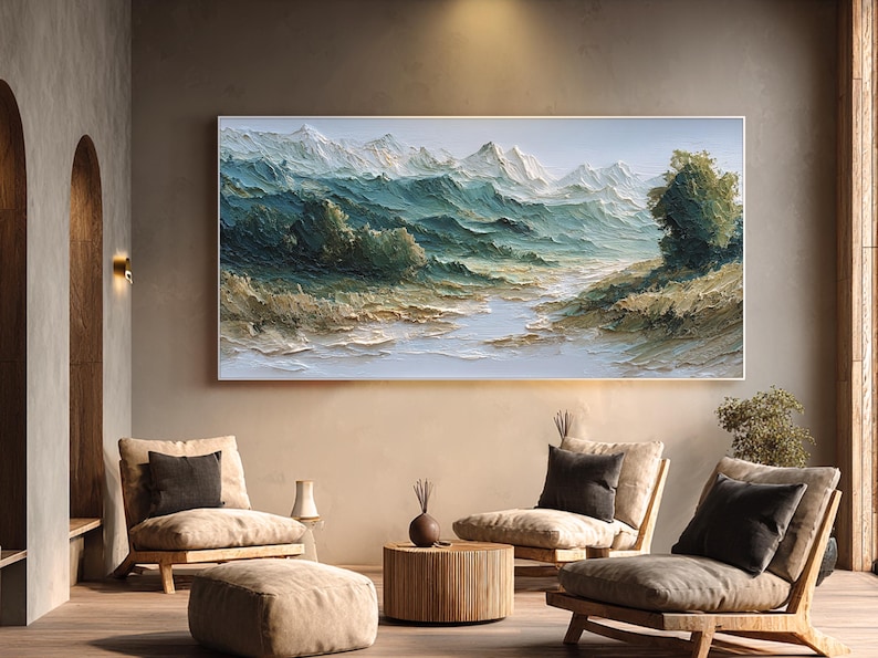 Hand Painted Landscape Oil Painting Nature Wall Art Modern Living Room ...