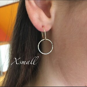 Full Moon Earrings large thin light circle hoops textured sterling silver or 14k gold fill handmade sleeper comfortable hoops image 4